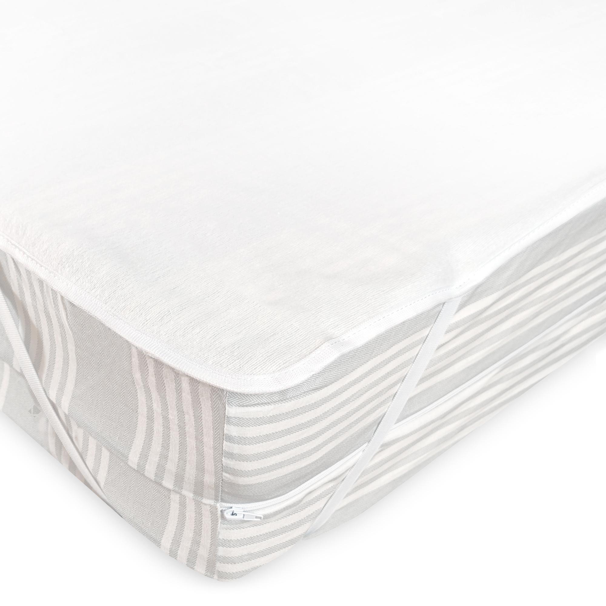 Protège traversin ouvert élastiqué coton 75 x 160 cm blanc