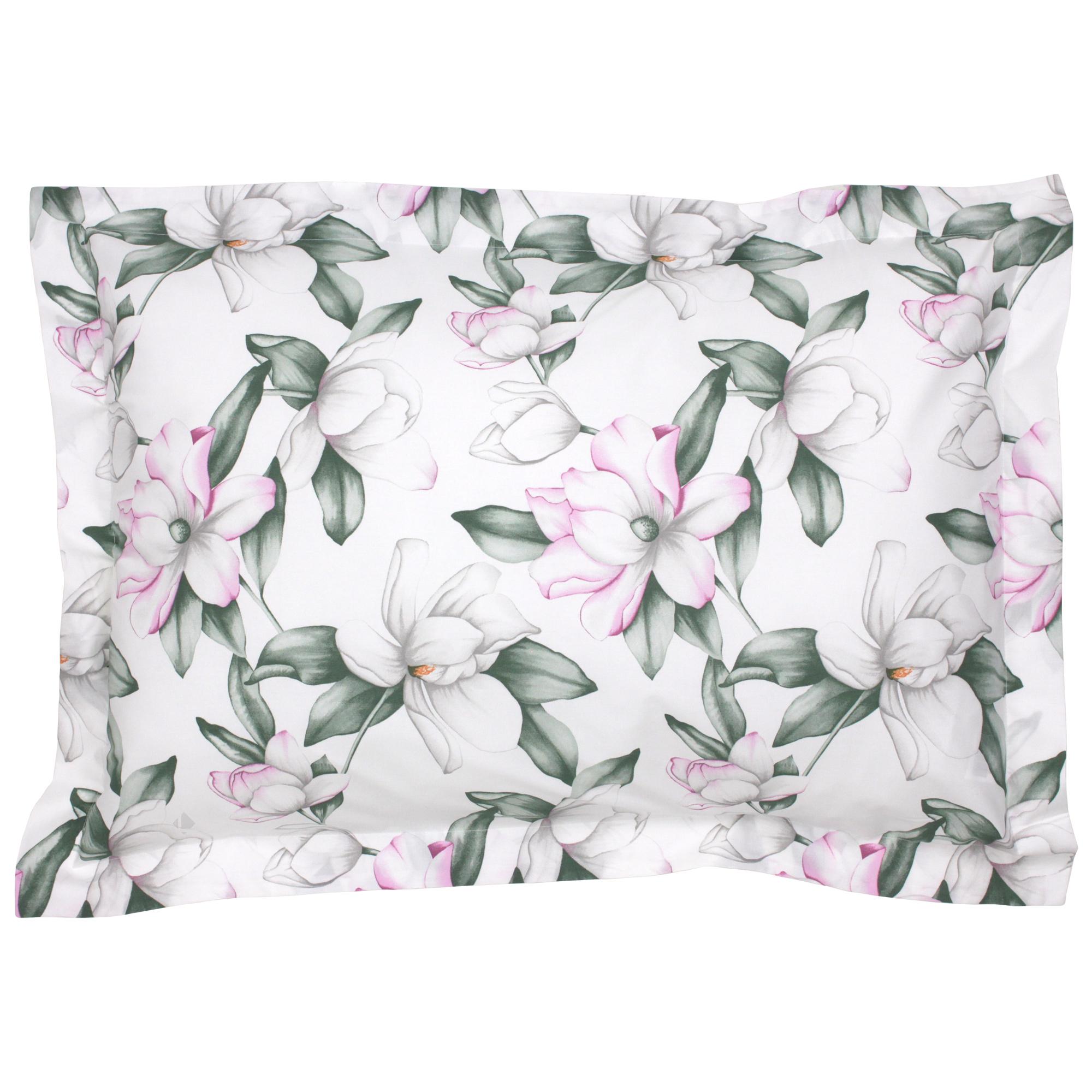 Parure de lit 200x200 cm percale 100% coton MAGNOLIA vert sauge