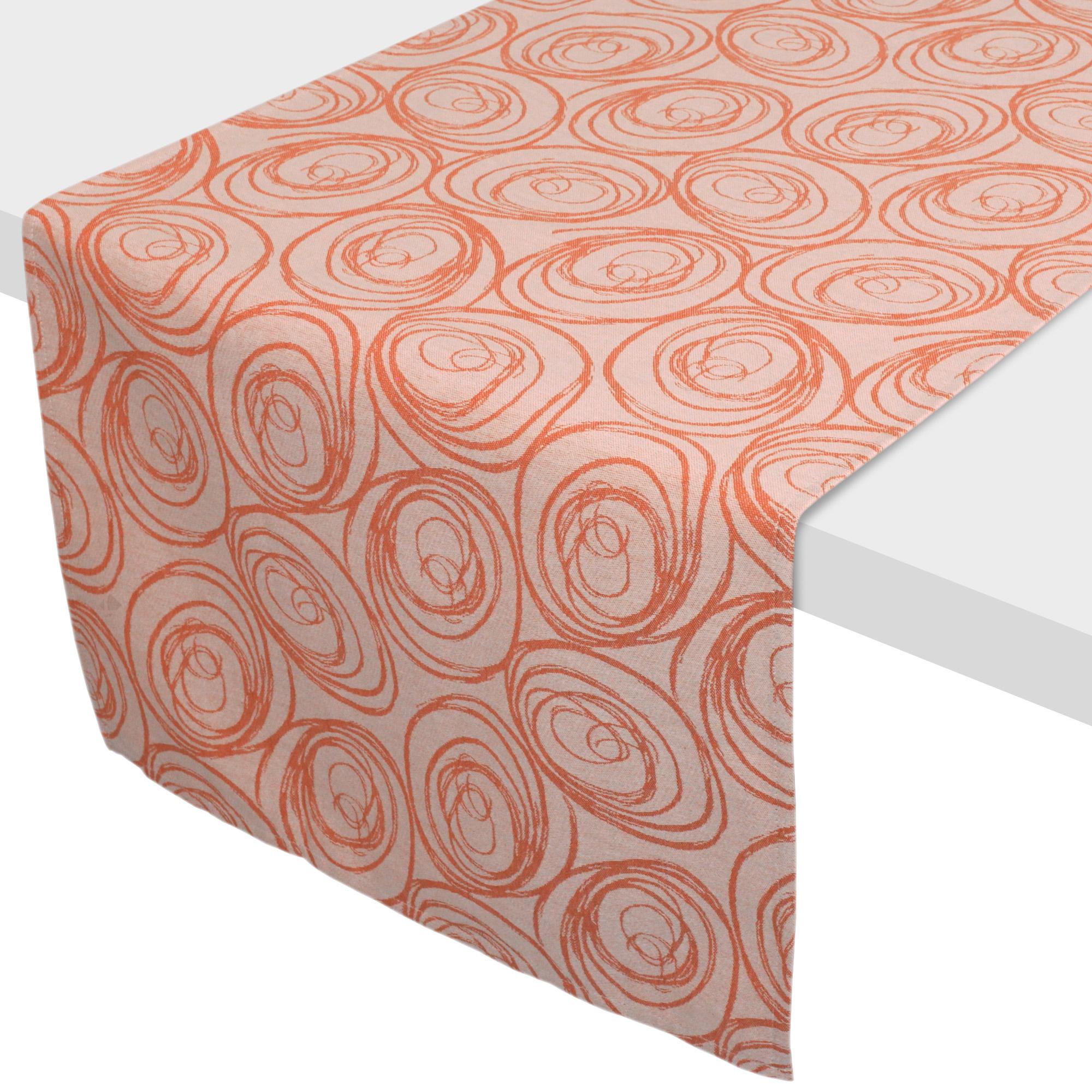 Nappe ovale 180x240 cm Jacquard coton SPIRALE orange papaye