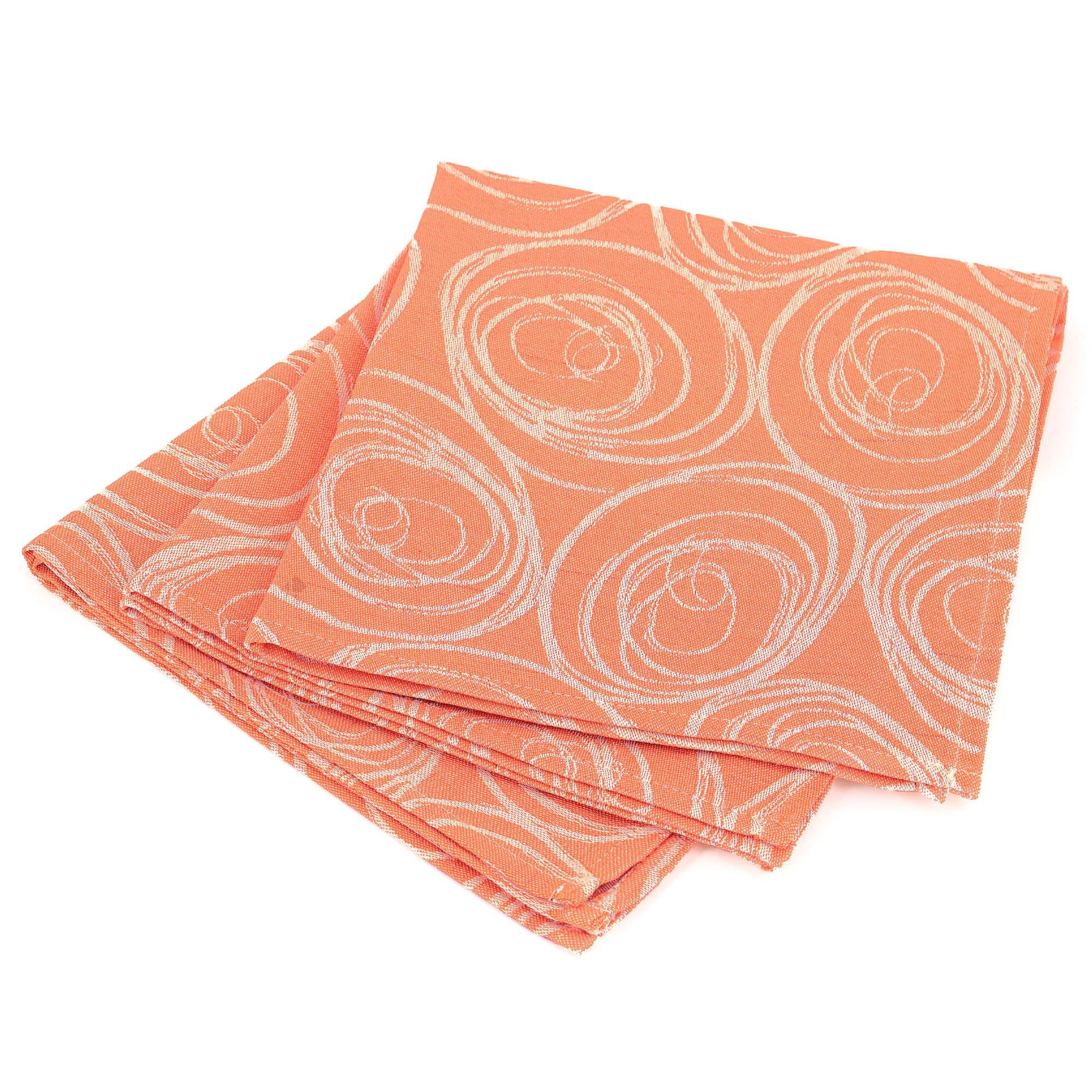 Nappe ovale 180x240 cm Jacquard coton SPIRALE orange papaye