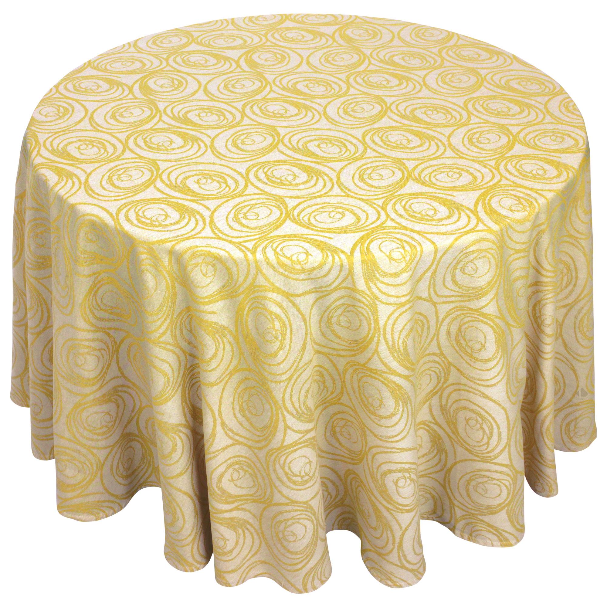 Nappe Paco Maïs polyester motifs triangles jaunes ovale 180x240