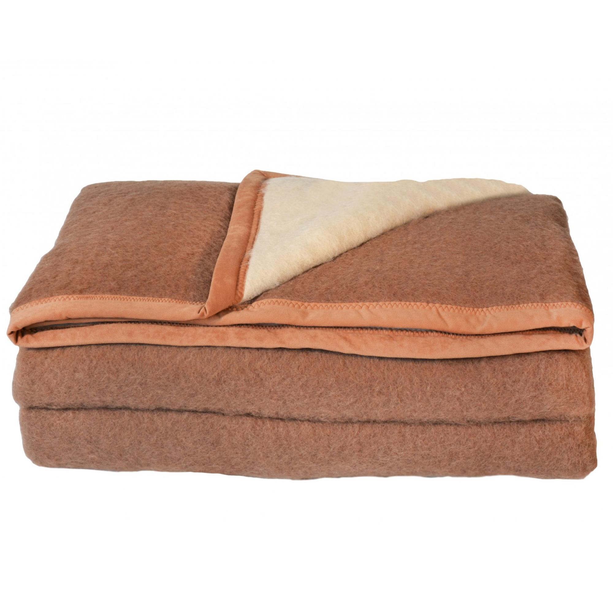 Couverture pure laine vierge Woolmark 600g/m², CYBELE 240x260cm marron