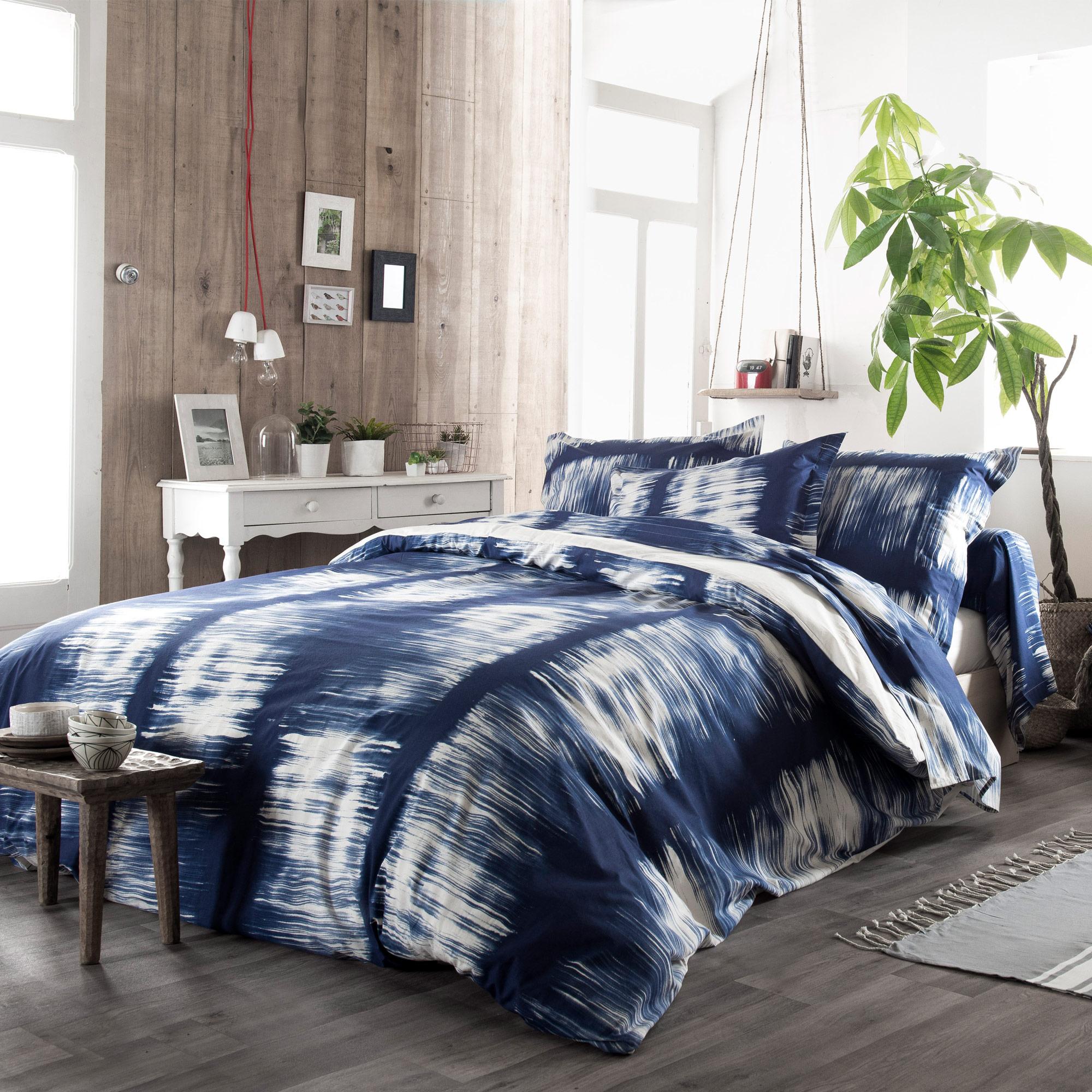 Housse de couette 260x240 cm 100% coton SATYA bleu | Linnea, linge de