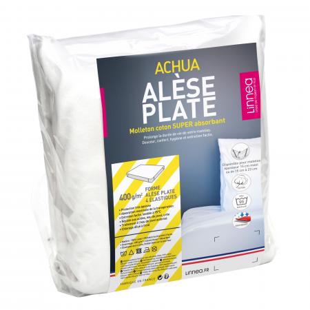 Alèse plate 180x200 cm ACHUA - Molleton 100% coton 400 g/m2