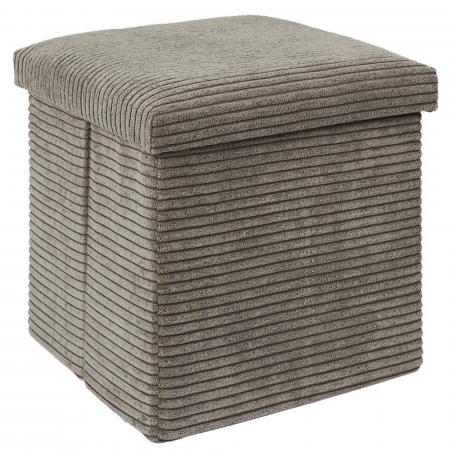 Coffre pouf pliable côtelé 38x38x38 cm collection VICTOR taupe