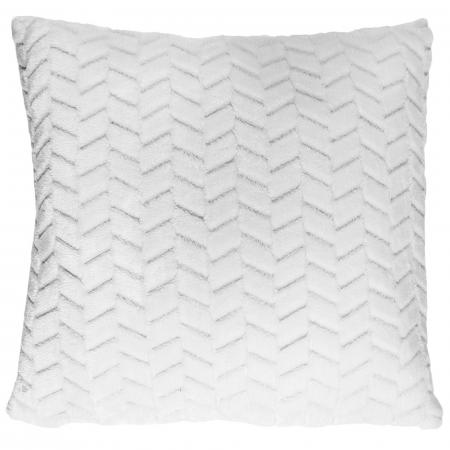 Coussin chevron polyester 40x40 cm collection ADAM imitation fourrure blanc