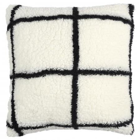 Coussin polyester 40x40 cm collection NINON à carreaux blanc et noir