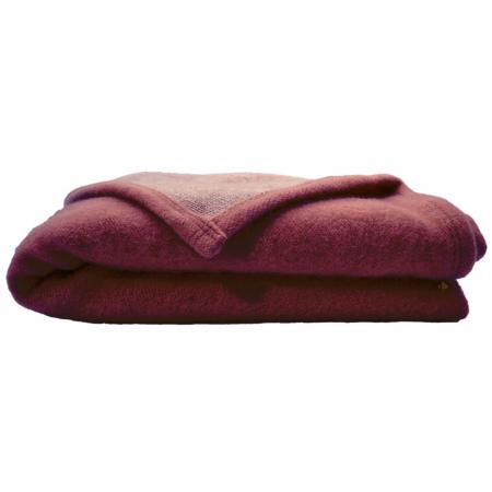 Couverture 100% laine 220x240 cm VOLNAY violet aubergine