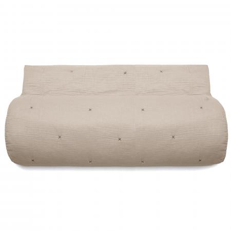 Couvre lit capitonné  en mousseline de coton 260x240 cm ANDROS beige ficelle