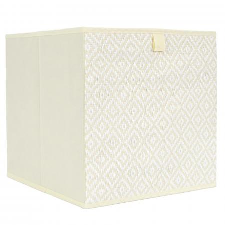 Cube de rangement 30x30x30 cm collection BRAID motif tressé blanc 27L