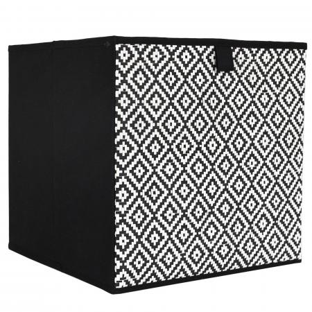 Cube de rangement 30x30x30 cm motif losanges collection BRAID noir 27L