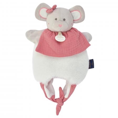 Doudou amusette 30 cm polyester collection LES PETITS FUTÉS souris rose