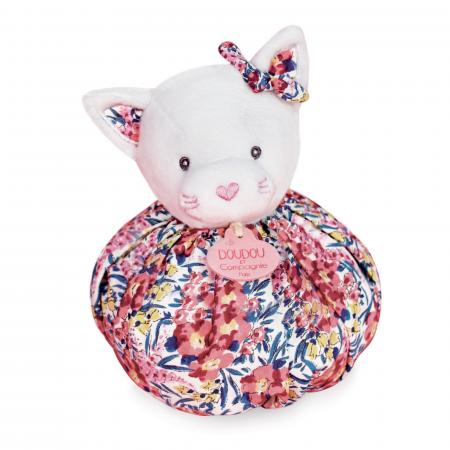 Doudou boule 25 cm polyester collection LES PETITS FUTÉS chat rose