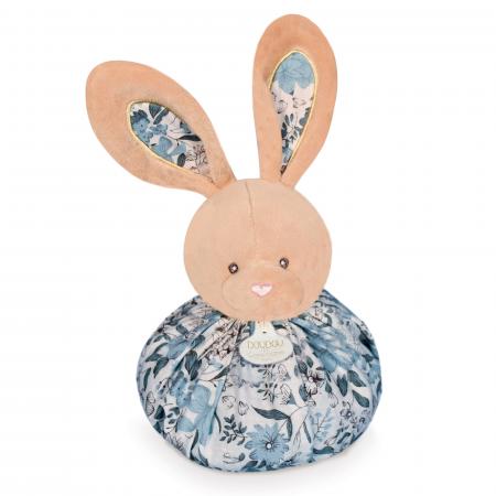 Doudou boule 25 cm polyester collection LES PETITS FUTÉS lapin bleu