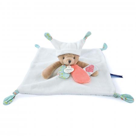 Doudou histoire 25 cm polyester collection LES PETITS FUTÉS ours blanc