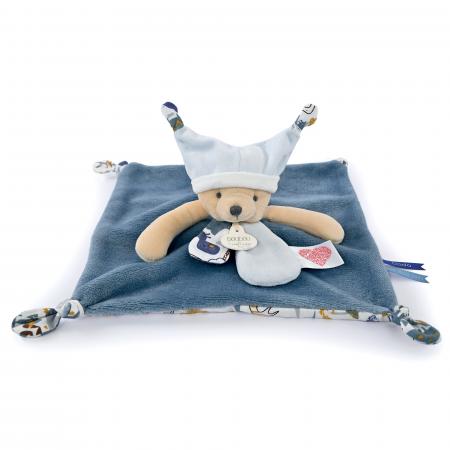 Doudou histoire 25 cm polyester collection LES PETITS FUTÉS ours bleu