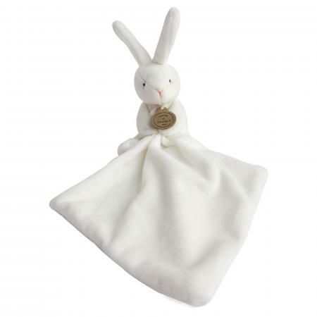 Doudou lapin 10 cm polyester collection J'AIME MON DOUDOU blanc