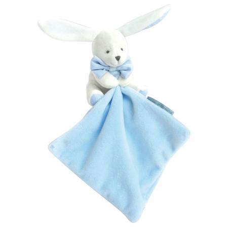 Doudou lapin 10 cm polyester collection J'AIME MON DOUDOU bleu