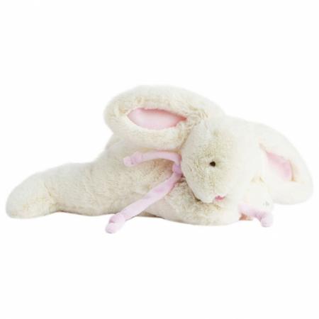 Doudou lapin 30 cm polyester collection LAPIN BONBON blanc/rose