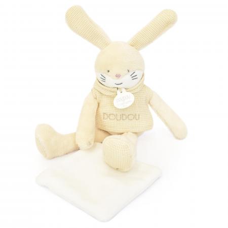 Doudou lapin polyester 25 cm collection SWEETY DOUDOU beige/blanc