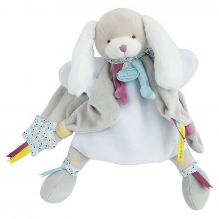 Doudou marionnette chien grand modèle 28 cm polyester collection TOOPI gris