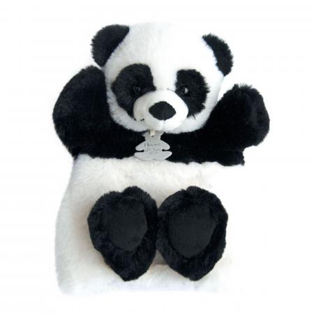 Doudou marionnette 25 cm polyester collection DOUCE MARIONNETTE panda blanc