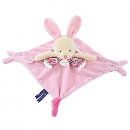 Doudou marionnette à doigts 30 cm polyester collection LES PETITS FUTÉS lapin rose