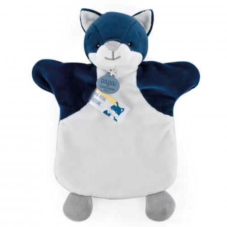 Doudou marionnette 25 cm polyester collection LES MARIONNETTES loup blanc