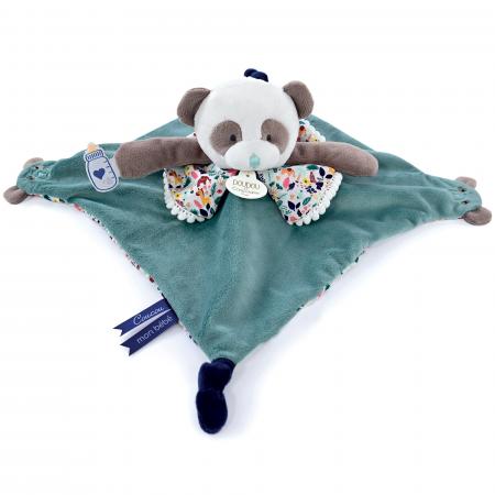 Doudou marionnette à doigts 30 cm polyester collection LES PETITS FUTÉS panda vert