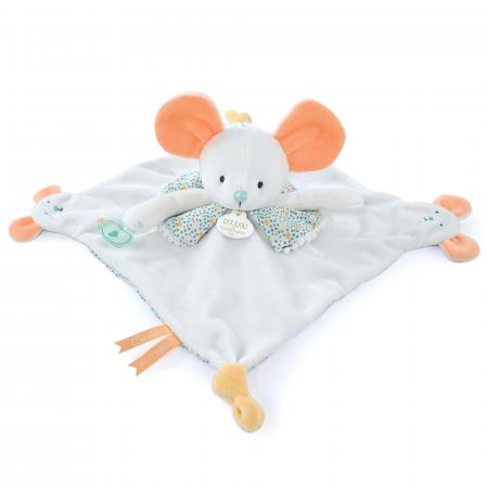 Doudou marionnette à doigts 30 cm polyester collection LES PETITS FUTÉS souris blanc