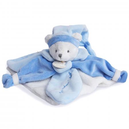 Doudou ours 24 cm en 100 % polyester collection COLLECTOR bleu