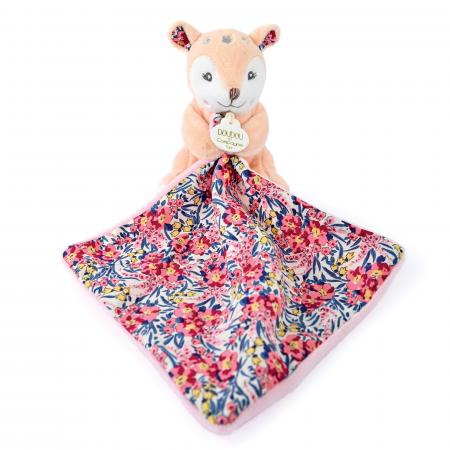 Doudou pantin 12 cm polyester collection BOH'AIME faon rose multicolore