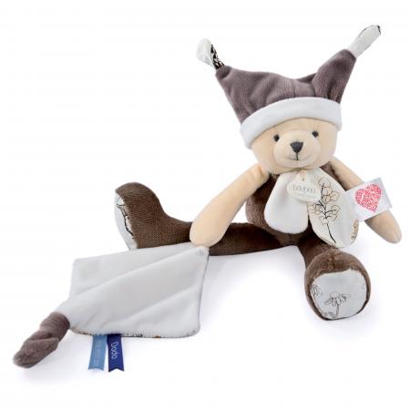 Doudou pantin histoire 35 cm polyester collection LES PETITS FUTÉS ours marron