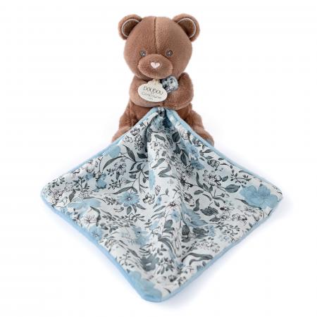 Doudou pantin 12 cm polyester collection BOH'AIME ours bleu multicolore