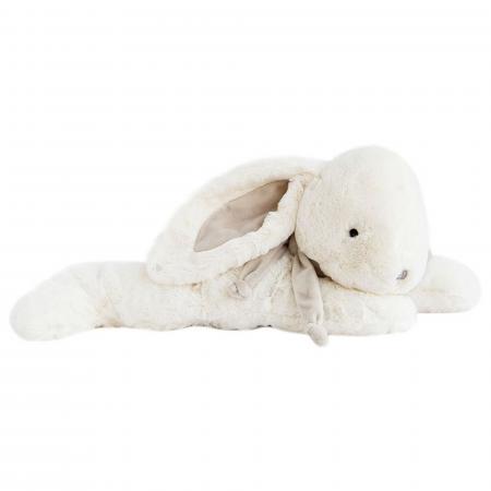 Doudou peluche lapin géant 75 cm polyester collection LAPIN BONBON blanc/beige taupe