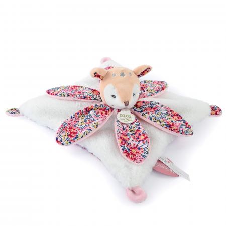 Doudou pétale 27 cm polyester collection BOH'AIME faon rose multicolore