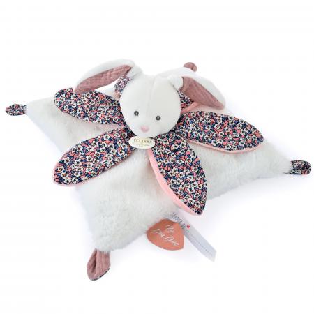 Doudou pétale 27 cm polyester collection BOH'AIME lapin rose multicolore