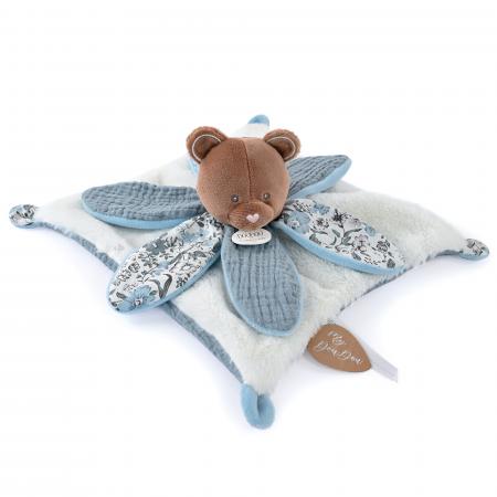 Doudou pétale 27 cm polyester collection BOH'AIME ours bleu multicolore