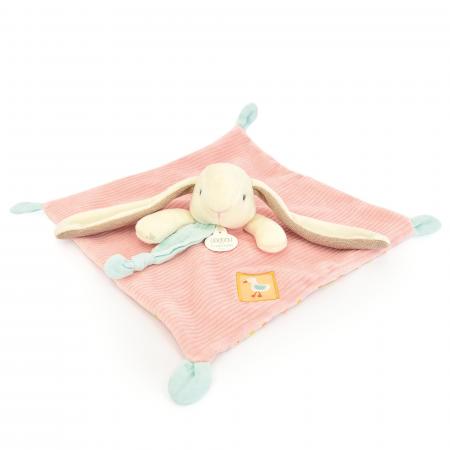 Doudou plat lapin Ciboulette 27 cm polyester collection DANS MON JARDIN rose