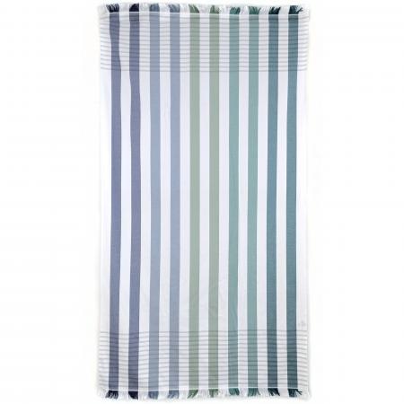 Drap de plage à rayures 100x180 cm pur coton collection BARBAGIA bleu