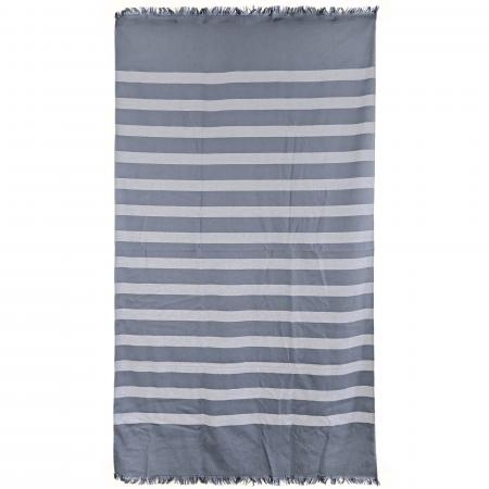 Drap de plage 100x180 cm pur coton collection CATANE rayures  bleu marine