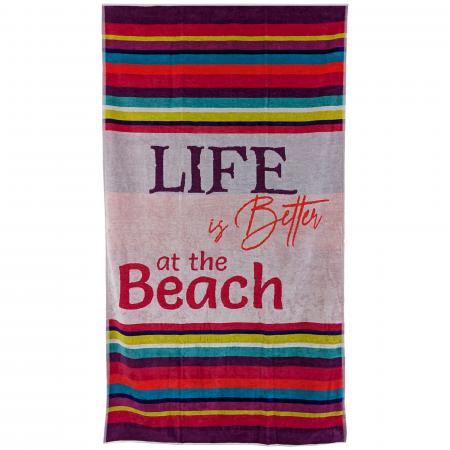 Drap de plage 100x180 cm en velours collection PONZA multicolore