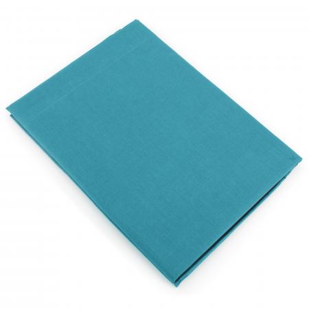 Drap plat 240x310 cm Percale 100% coton ROMEO bleu Baltique