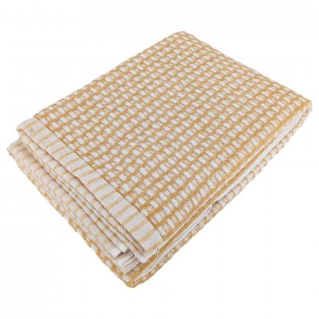 Drap de bain 100x150 cm pur coton motifs quadrillés collection GLOW jaune
