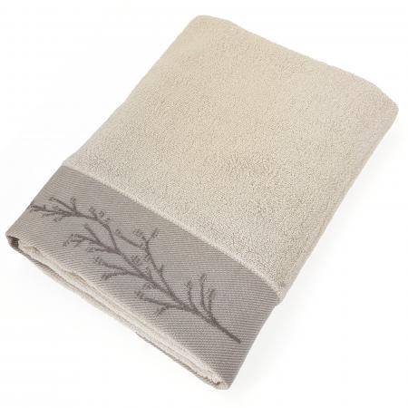 Drap de douche absorbant 100% coton 70x140cm FEUILLE beige