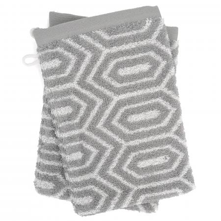 Lot de 2 gants de toilette 16x21 cm SYMETRIE 100% coton Gris Alvéoles