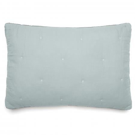 Housse de coussin capitonnée en mousseline de coton 40x60 cm ANDROS bleu lichen