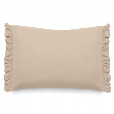 Housse de coussin en mousseline de coton 40x60 cm cm + 5 cm ELZA beige ficelle