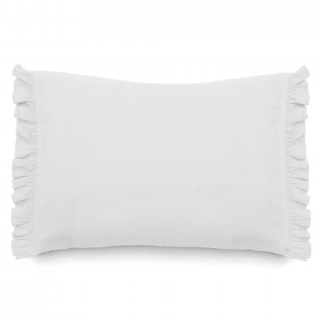 Housse de coussin en mousseline de coton 40x60 cm cm + 5 cm ELZA blanc neige