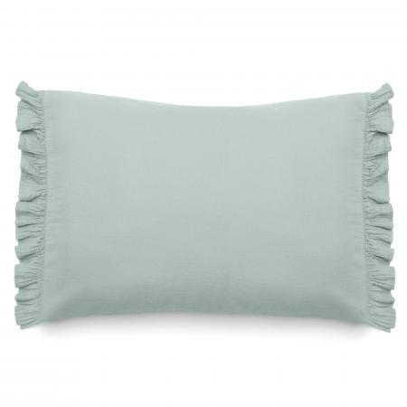 Housse de coussin en mousseline de coton 40x60 cm cm + 5 cm ELZA gris lichen